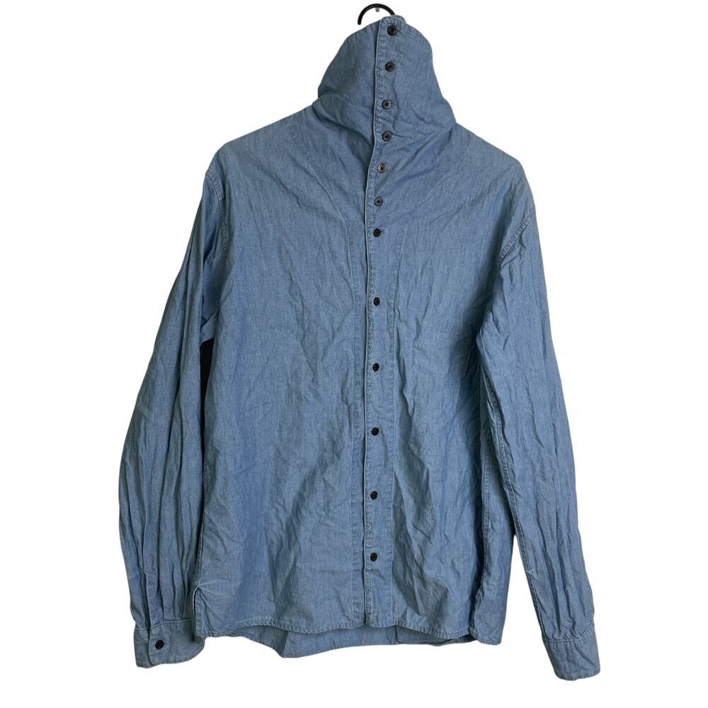 Kapital Denim Shirt Size 3 Blue Button Up Long Sleeve High Neck Cotton Japan